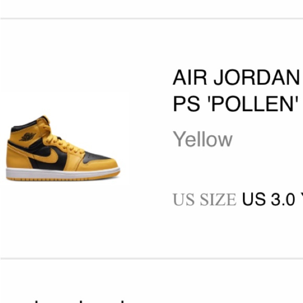 Boys pollen Nike air Jordan sneakers size 3